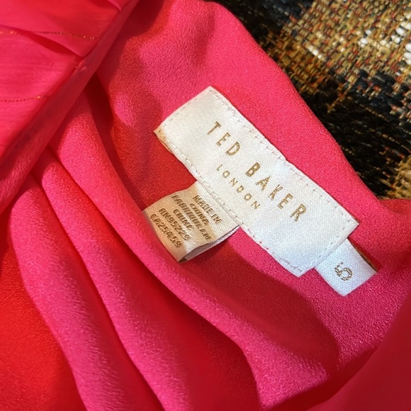 Ted Baker Pink Floral One Shoulder Asymmetrical Dress - Picture 6 of 8